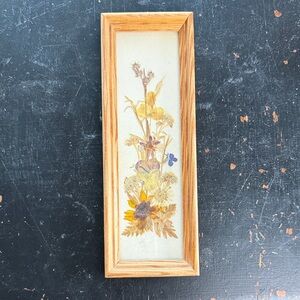 Rustic Wooden Framed Floral Art Vintage